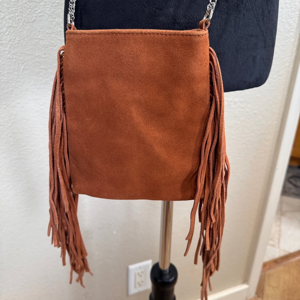 Fringe Suede Tan Crossbody Bag